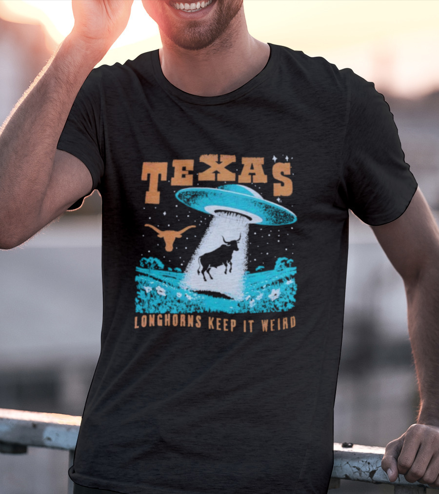 Texas Longhorns Keep It Weird UFO And Cactus Scene T-Shirt