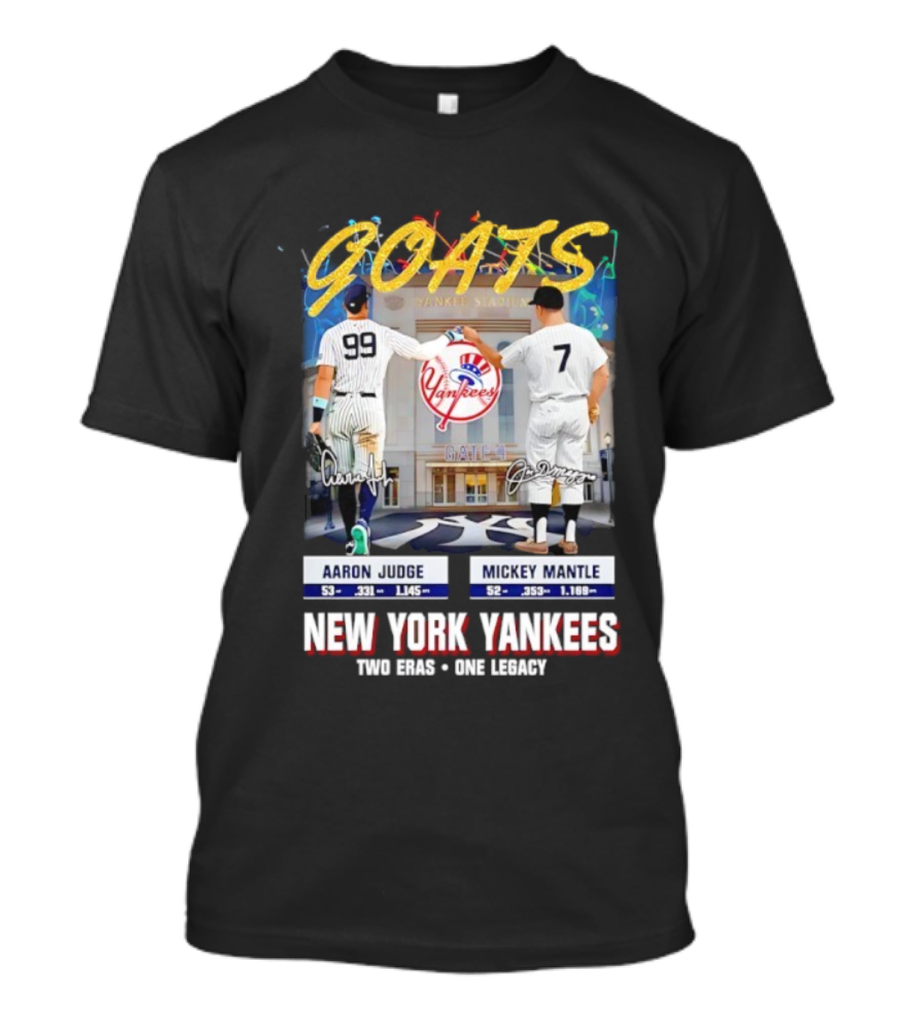 GOATS Aaron Judge X Mickey Mantle New York Yankees Two Eras One Legacy T-Shirt