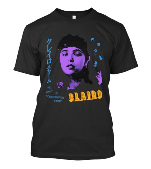 Clairo All I Want Is Conversation And Time Retro Style Portrait With Roses T-Shirt