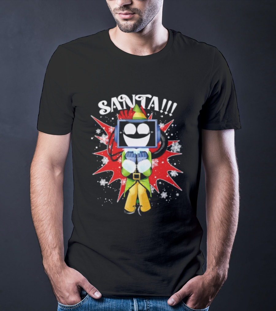 Fixt Store Merch Buddy The Fixtbot Santa Robot Explosion Black T-Shirt