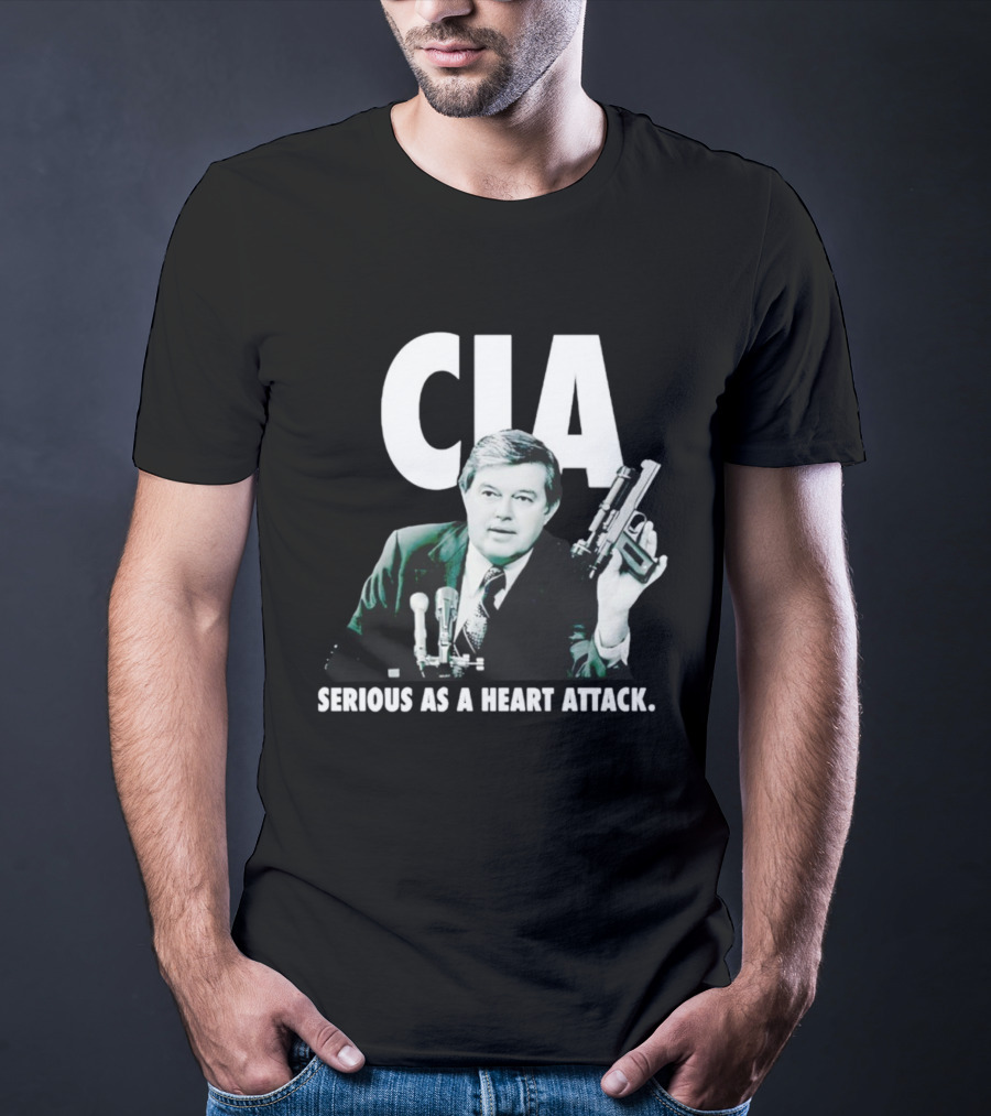 CIA Serious As A Heart Attack Gun Microphone T-Shirt