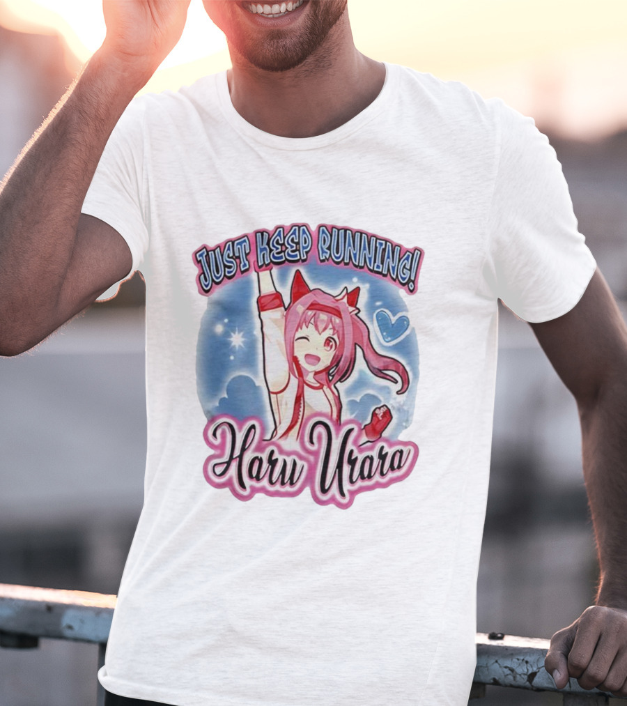 Just Keep Running Haru Urara Anime Winking Character With Heart And Stars T-Shirt