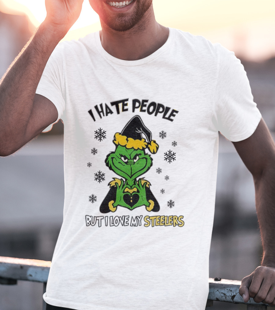 Pittsburgh Steelers Grinch I Hate People But I Love My Steelers Christmas T-Shirt