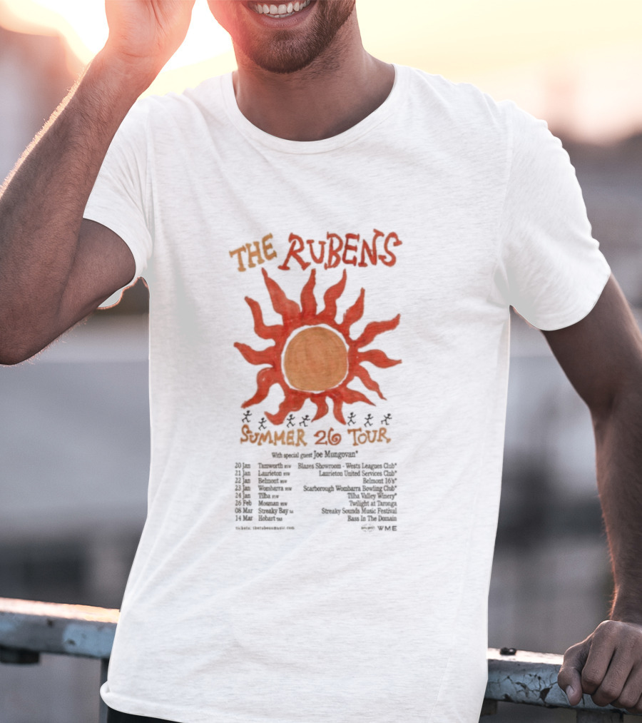 The Rubens Summer Tour 2026 Sunburst Dates And Locations T-Shirt