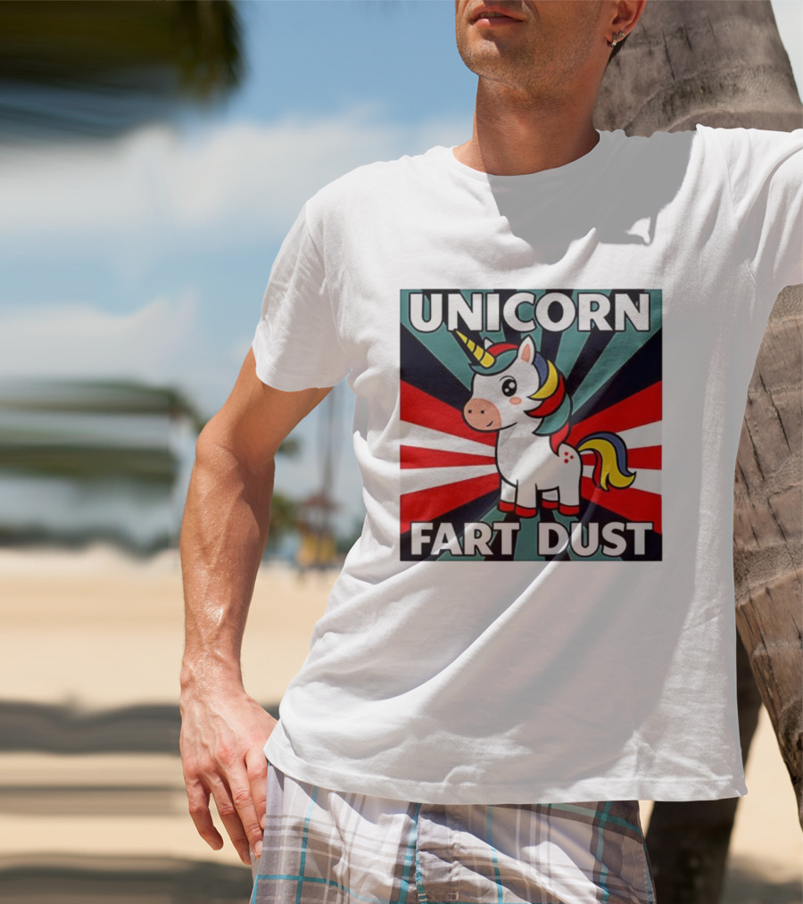 Unicorn Fart Dust Cartoon Colorful Cute Design T-Shirt