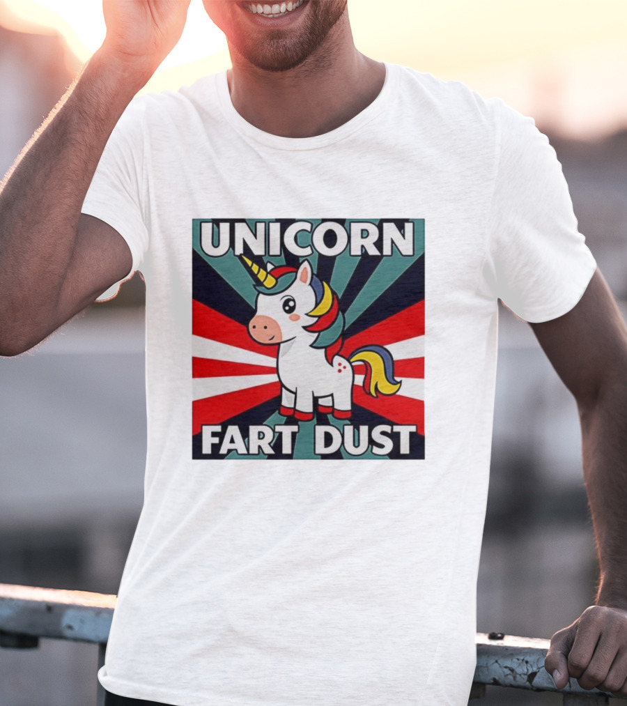 Unicorn Fart Dust Cartoon Colorful Cute Design T-Shirt