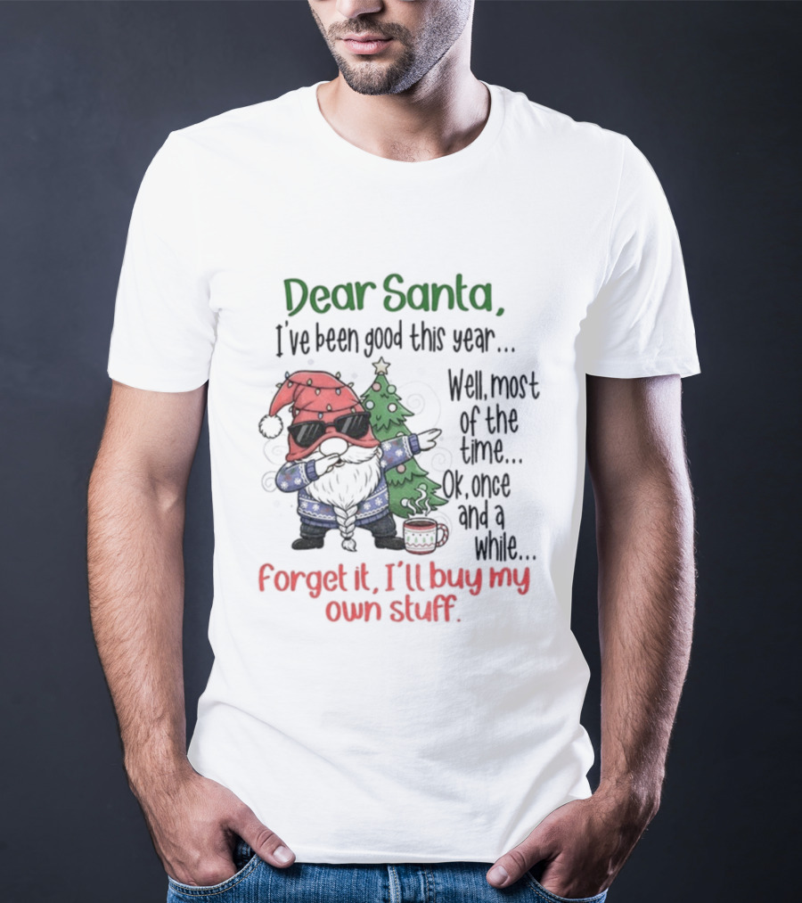 Gnome Dear Santa I’ve Been Good This Year Well Most Of The Time Ok Once And A While Forget It I’ll Buy My Own Stuff Christmas T-Shirt