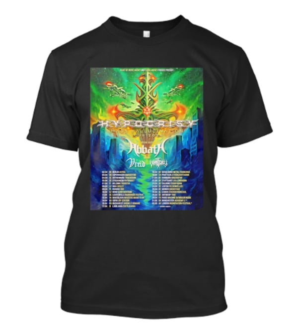 Hypocrisy Mass Hallucination Tour 2026 Special Guests Abbath Vreid Watain Concert Locations T-Shirt