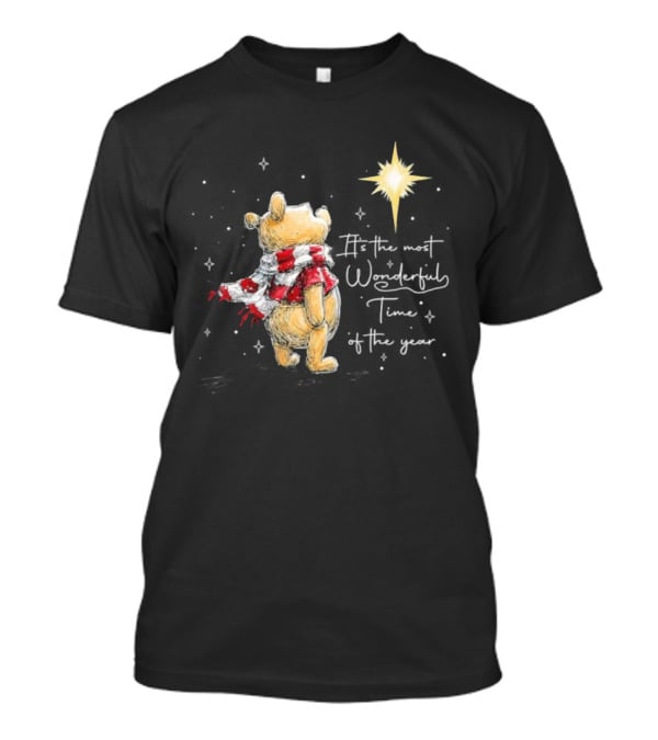 It's The Most Wonderful Time Of The Year Christmas Winnie The Pooh Star And Scarf T-Shirt