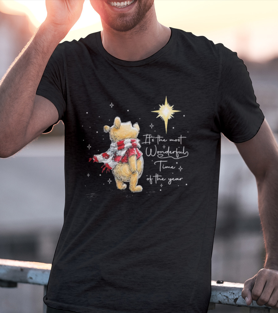 It's The Most Wonderful Time Of The Year Christmas Winnie The Pooh Star And Scarf T-Shirt