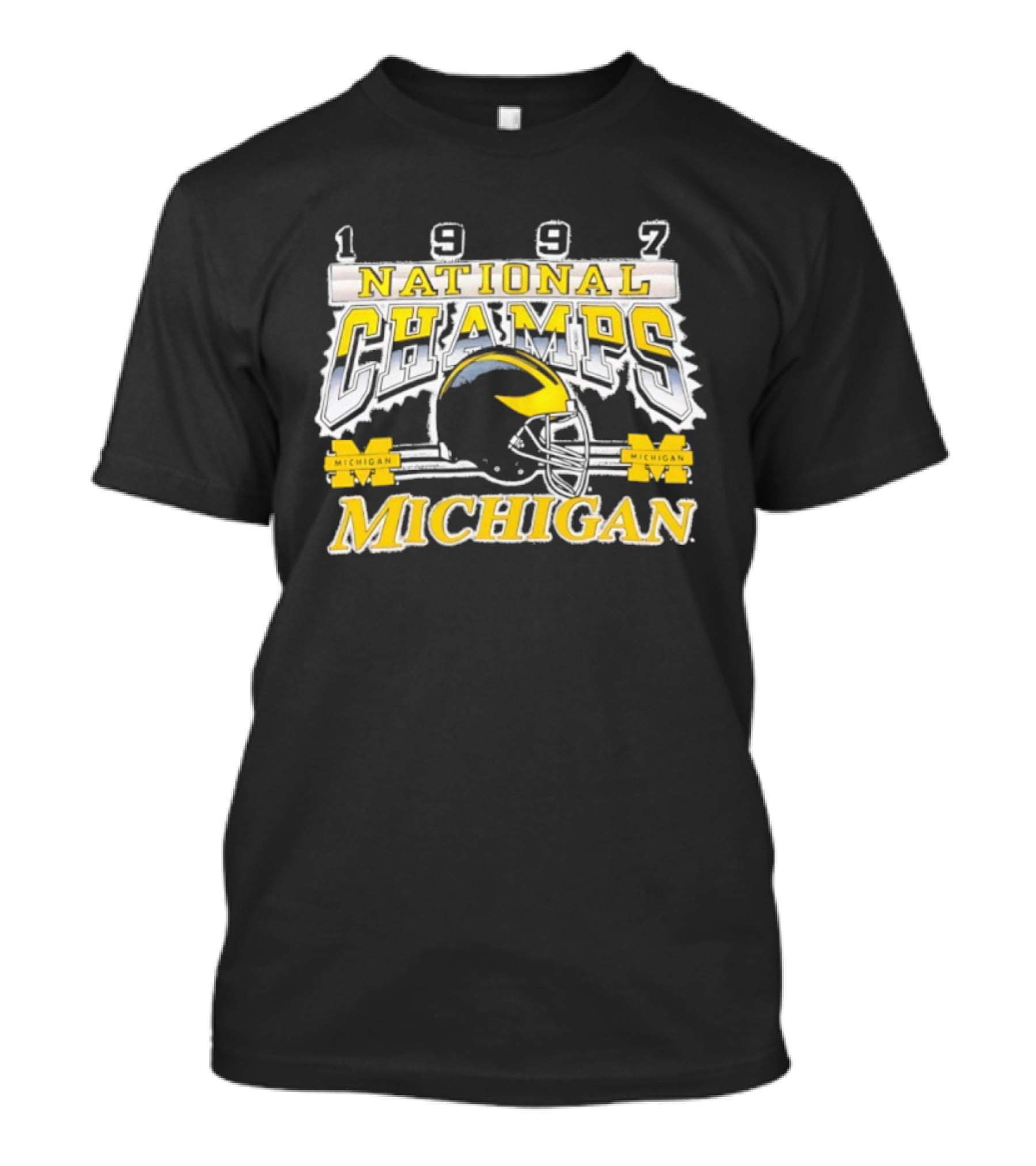 1997 Michigan National Champs Wolverines Football Helmet Vintage T-Shirt