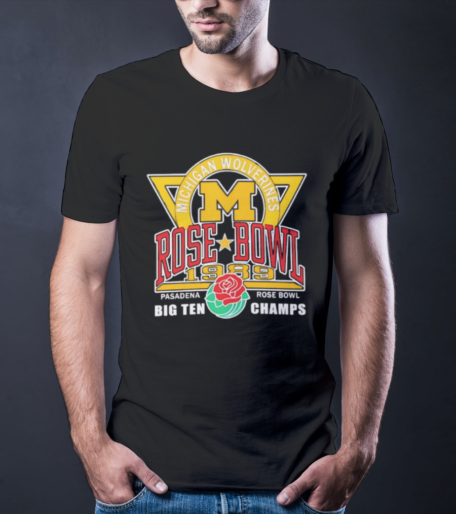 Michigan Wolverines Rose Bowl 1989 Pasadena Big Ten Champs T-Shirt
