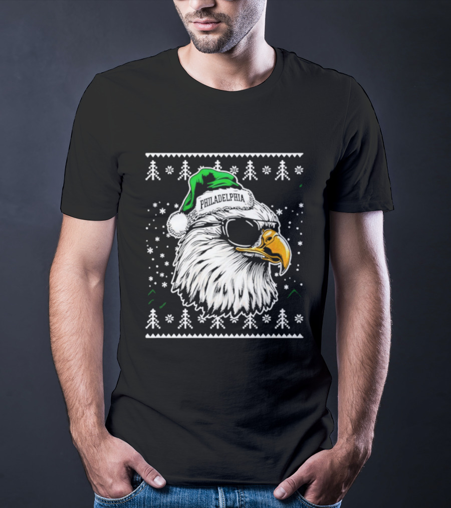 Philadelphia Eagles Mascot Festive Christmas Sweater Ugly Holiday Style T-Shirt