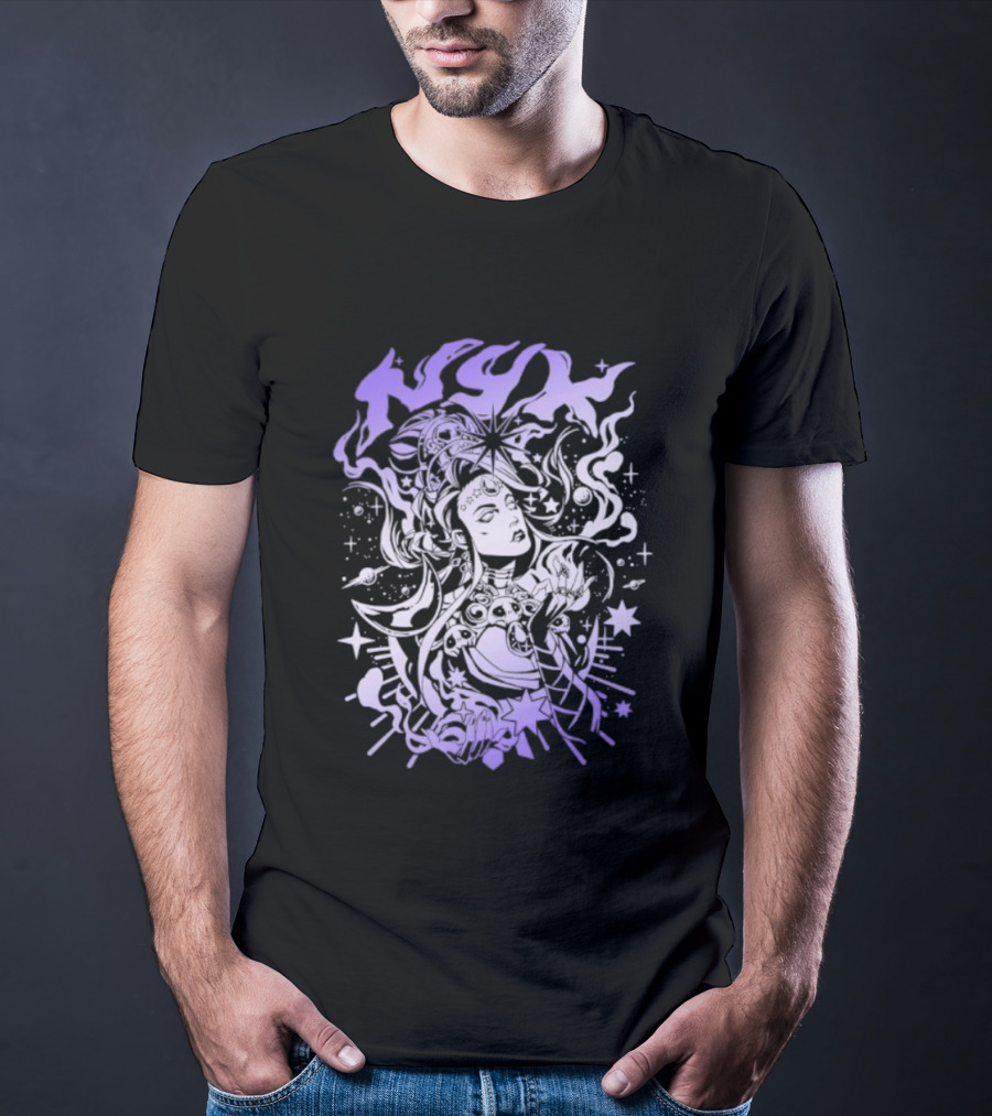 Hades Nyx Night Incarnate Mythology Art Purple Aesthetic Stars And Moons T-Shirt