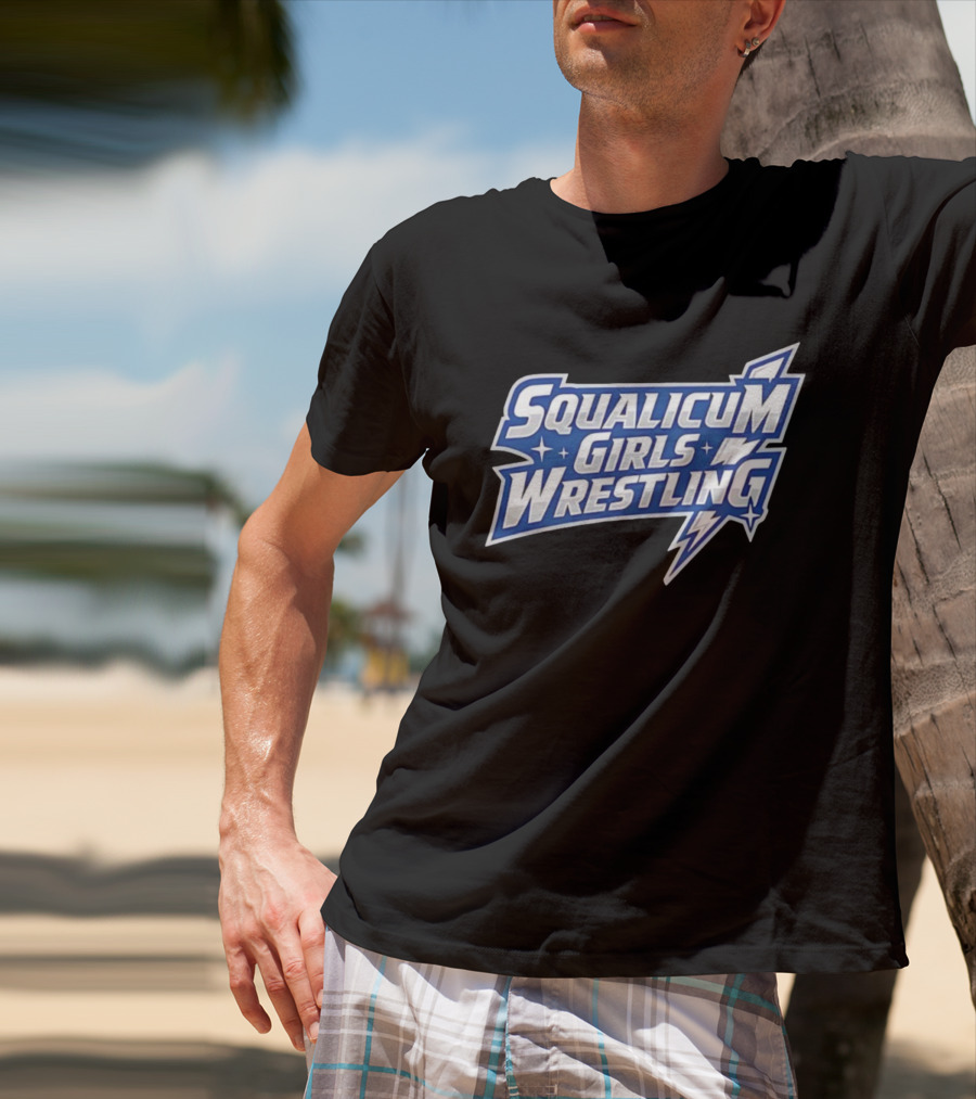 Squalicum Girls Wrestling Team Lightning Bold Font T-Shirt