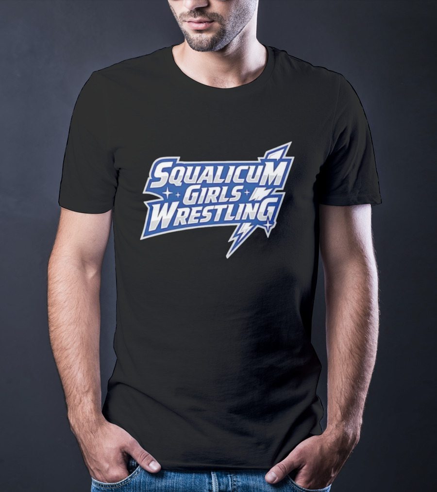 Squalicum Girls Wrestling Team Lightning Bold Font T-Shirt