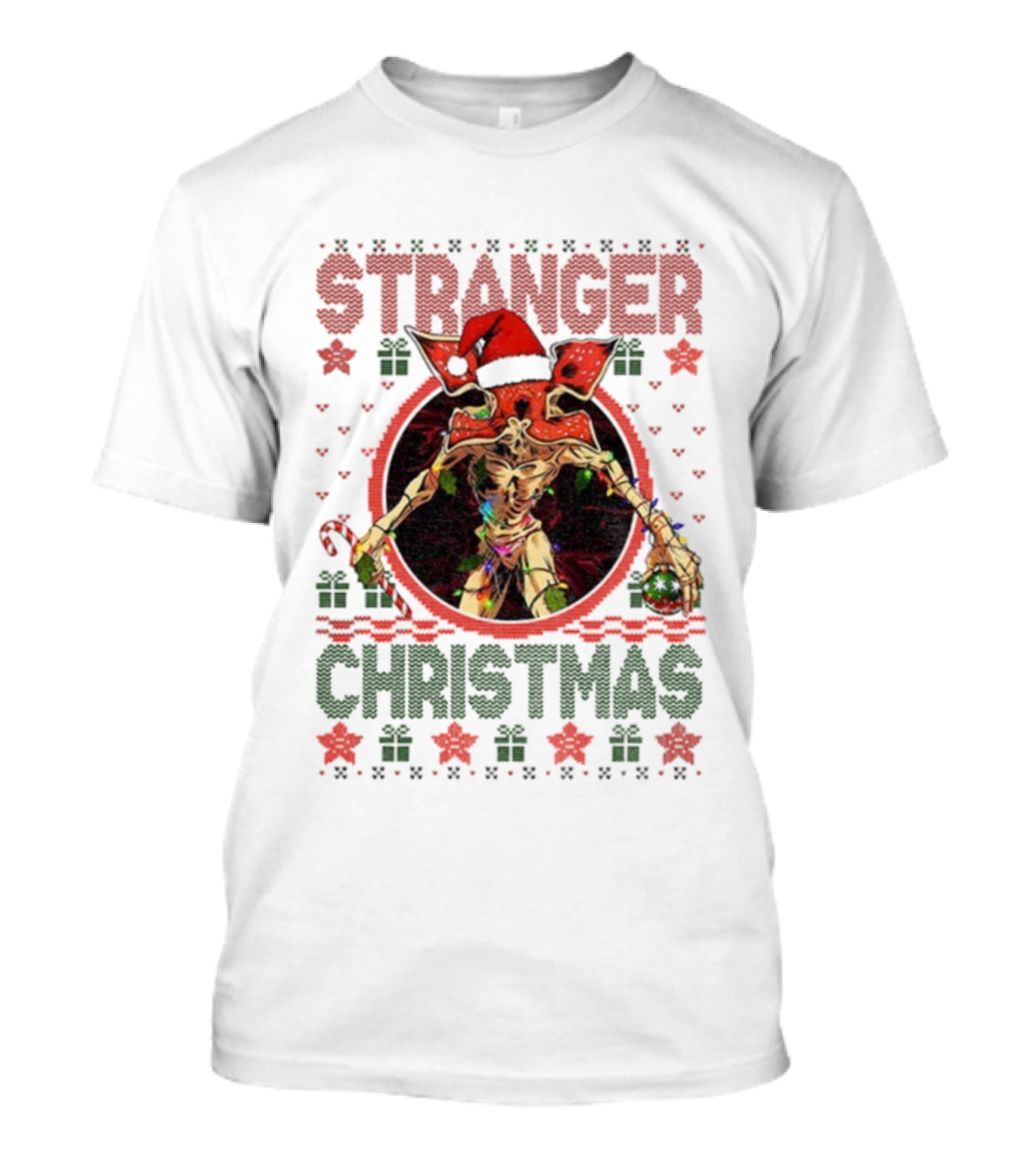 Stranger Christmas Demogorgon Santa Hat T-Shirt