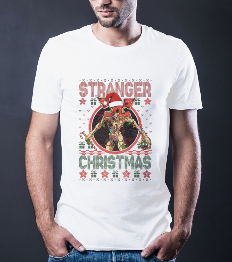 Stranger Christmas Demogorgon Santa Hat T-Shirt