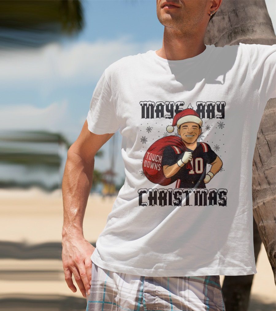 Maye-Day Touchdowns Christmas Santa Vintage Drake Maye Football T-Shirt
