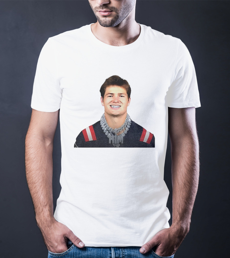 Drake Maye Him Chains New England Football Player Style T-Shirt