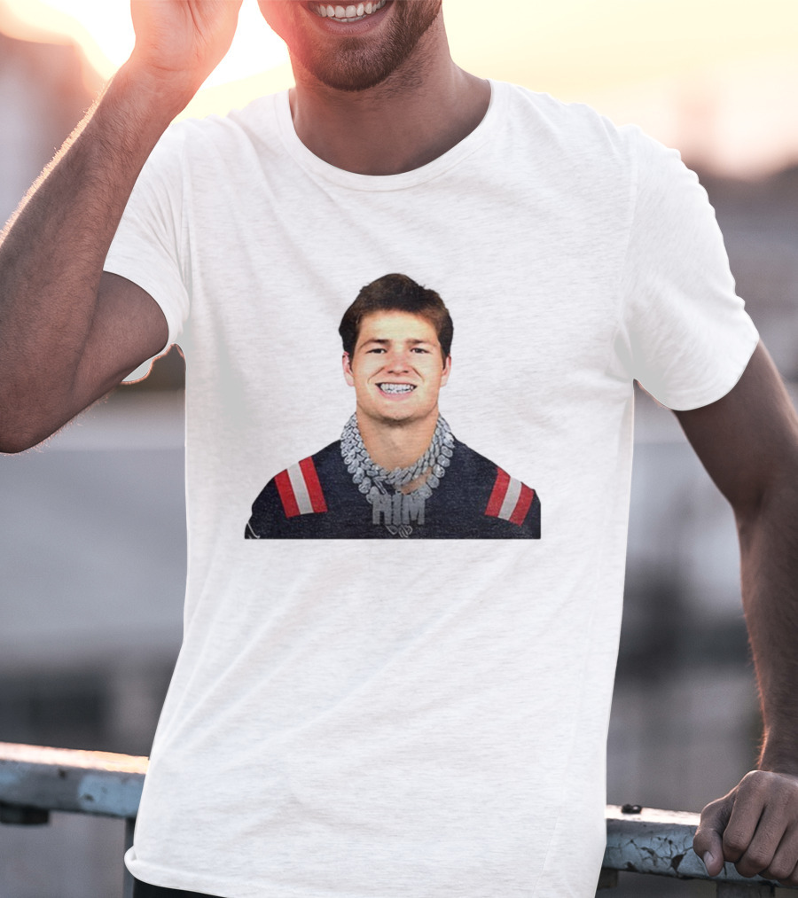 Drake Maye Him Chains New England Football Player Style T-Shirt