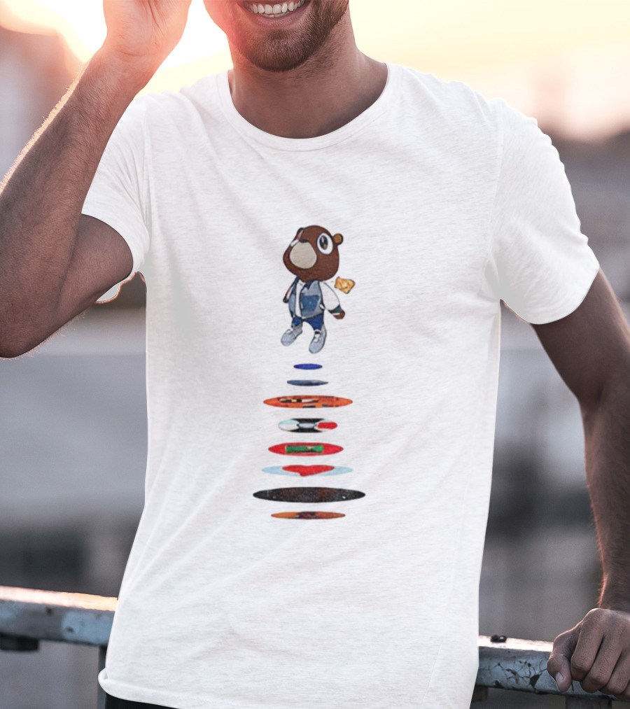 Kan West Bear College Theme Graduation Sneakers Denim Jacket Character T-Shirt