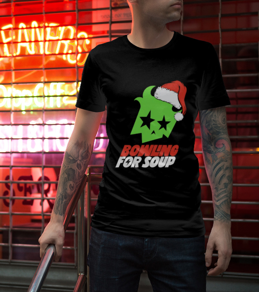 Bowling For Soup Xmas Christmas Santa Hat Stars T-Shirt