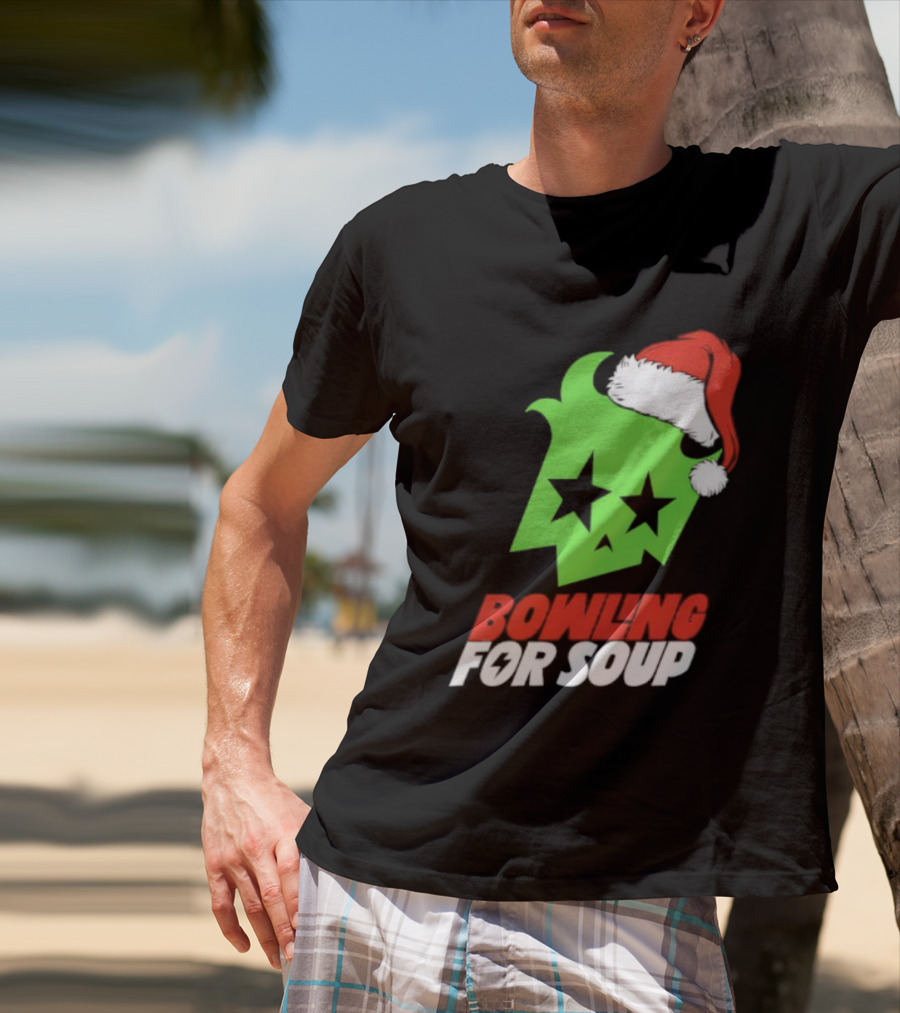 Bowling For Soup Xmas Christmas Santa Hat Stars T-Shirt