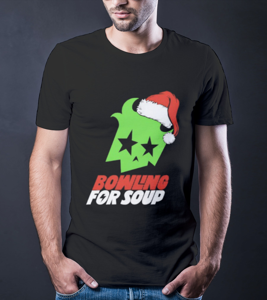 Bowling For Soup Xmas Christmas Santa Hat Stars T-Shirt