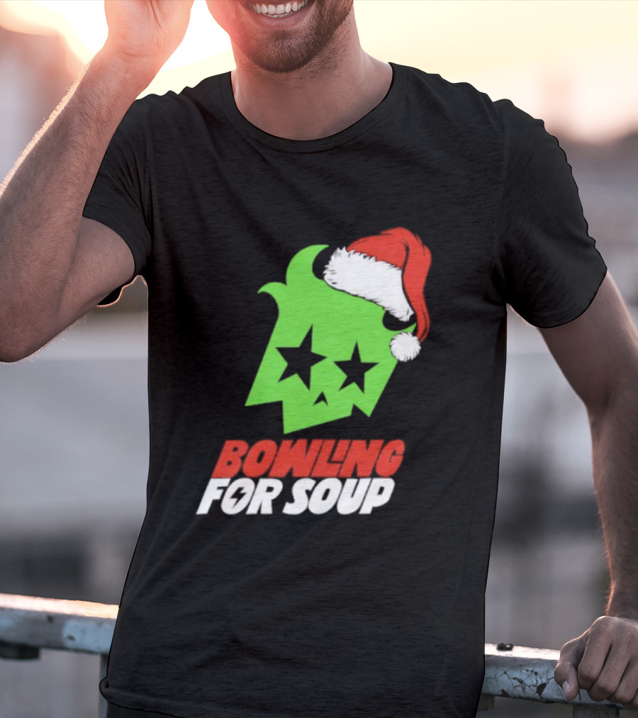 Bowling For Soup Xmas Christmas Santa Hat Stars T-Shirt