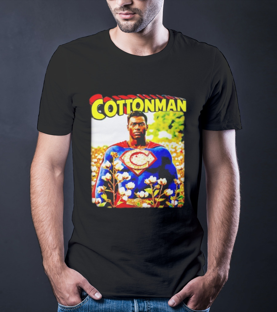 Cottonman Superman Hero In Blooming Cotton Field T-Shirt
