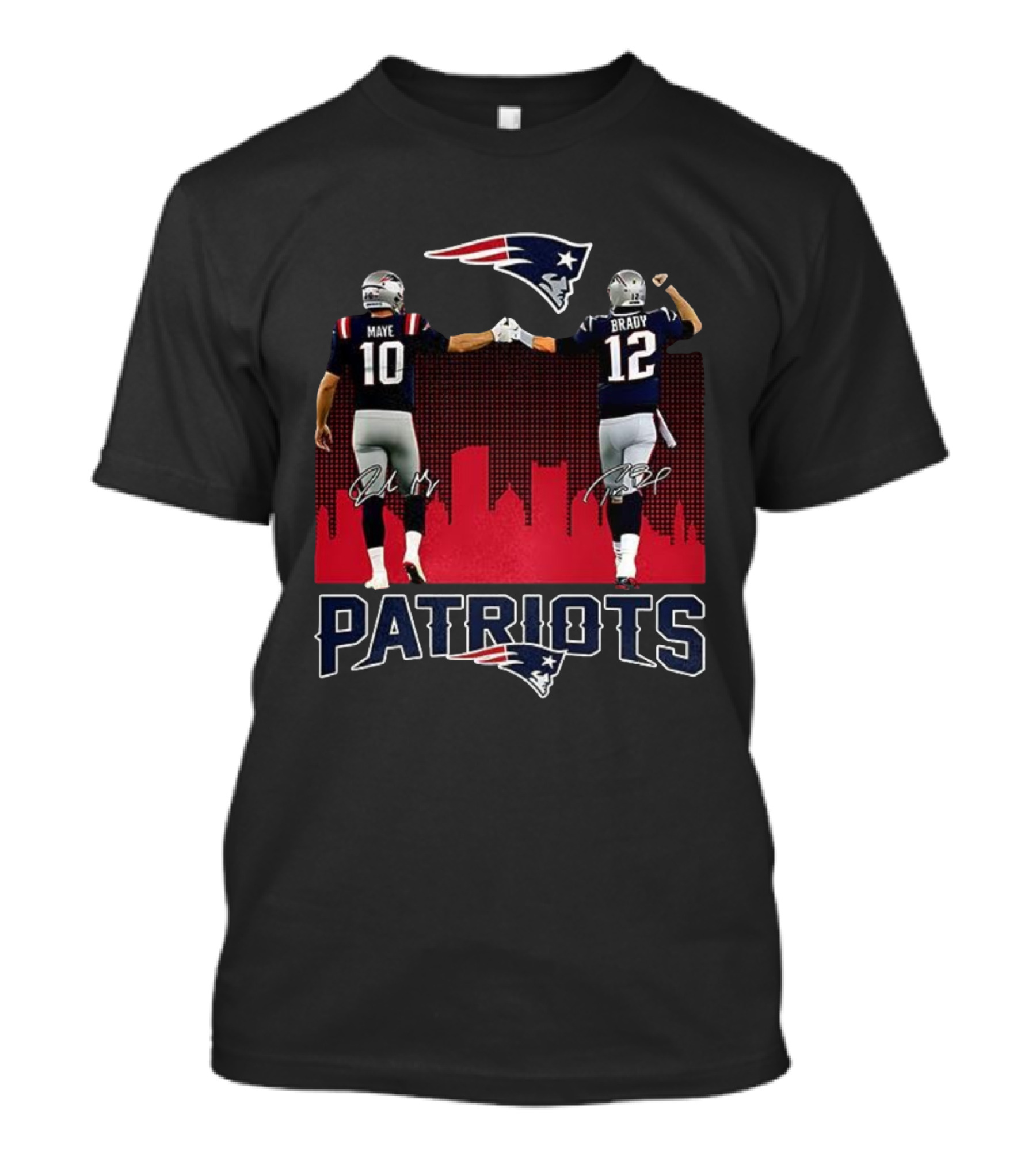 Drake Maye Tom Brady Patriots Signature Team Unity T-Shirt