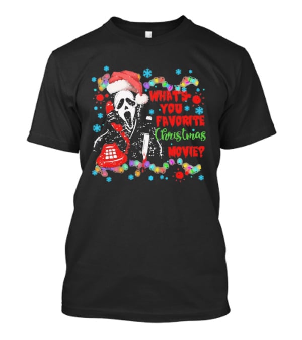 Ghostface Christmas Movie Phone Santa Hat Light Decoration T-Shirt