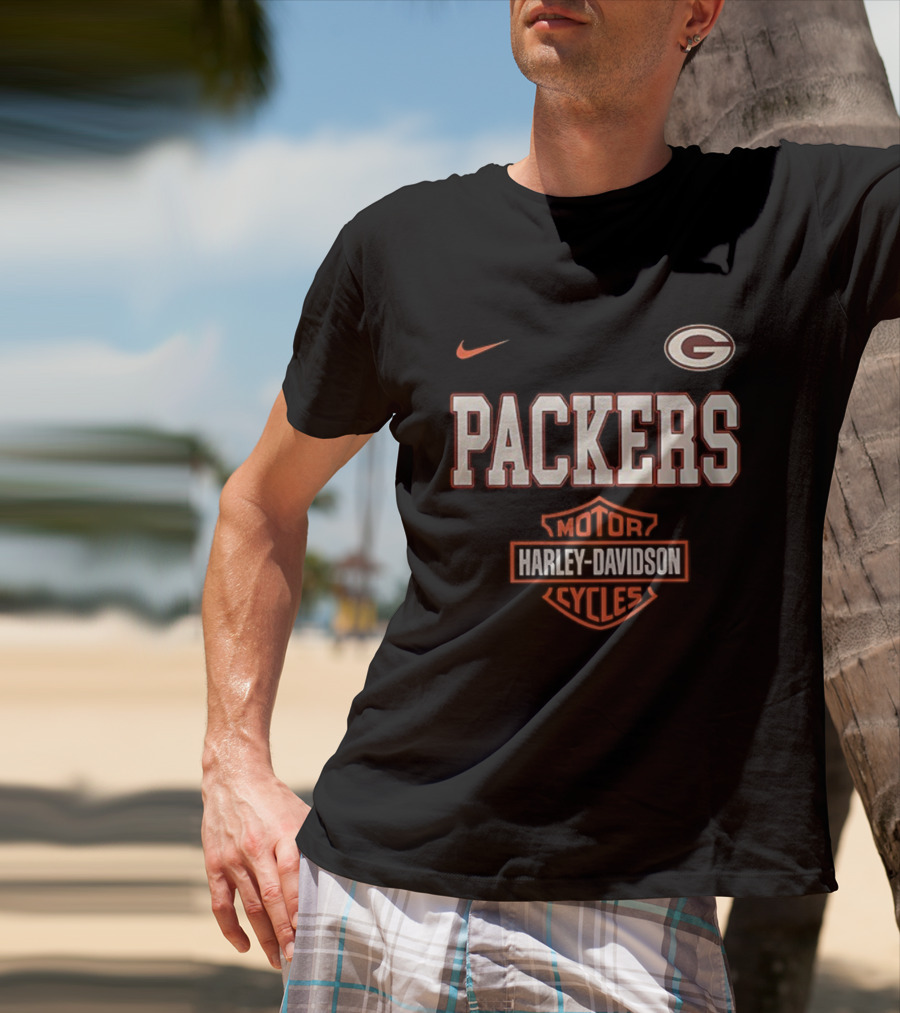 Packers Nike Harley Davidson Motorcycles G Emblem T-Shirt