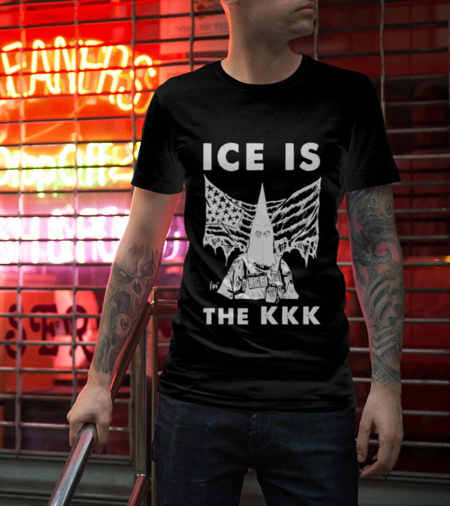 ICE Is The KKK American Flag And Hooded Figure T-Shirt