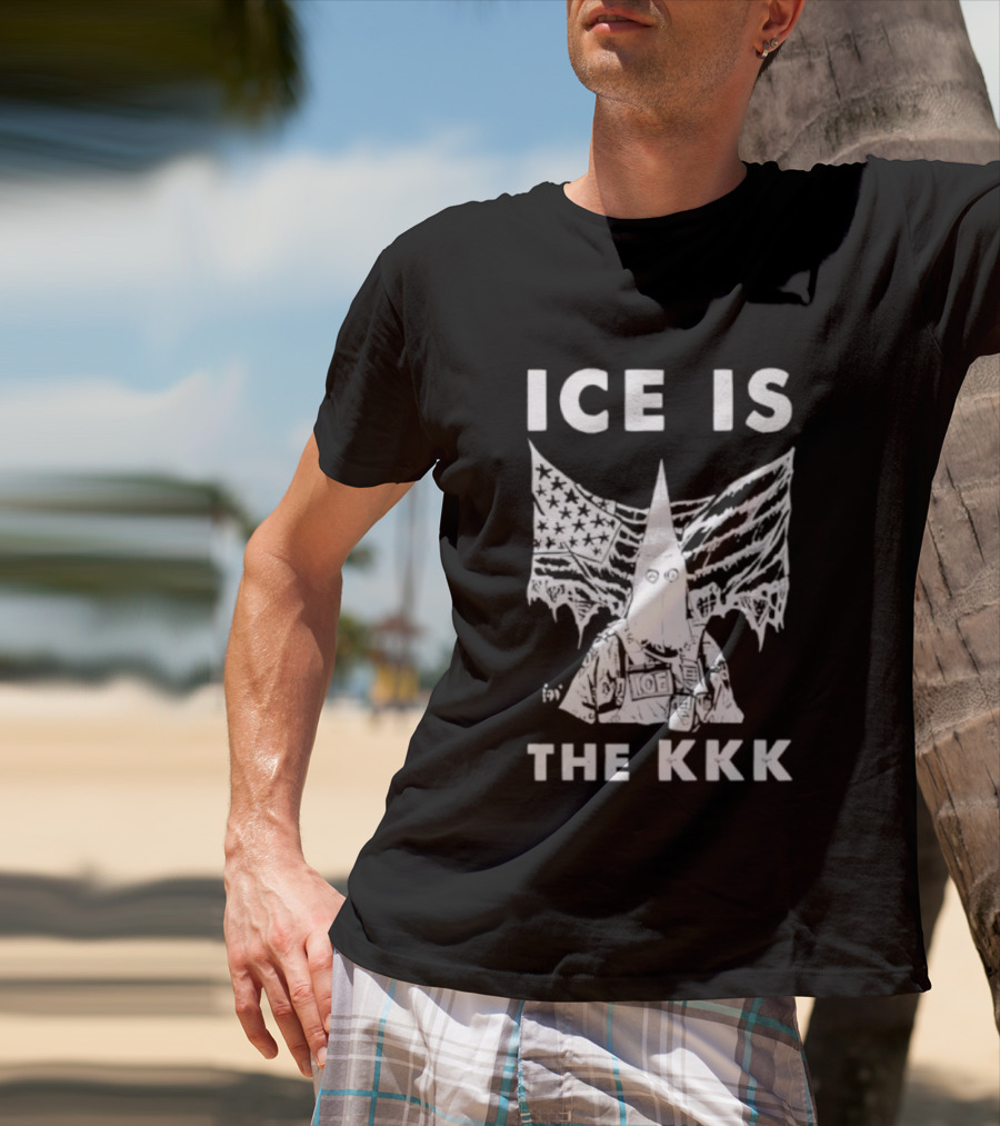 ICE Is The KKK American Flag And Hooded Figure T-Shirt