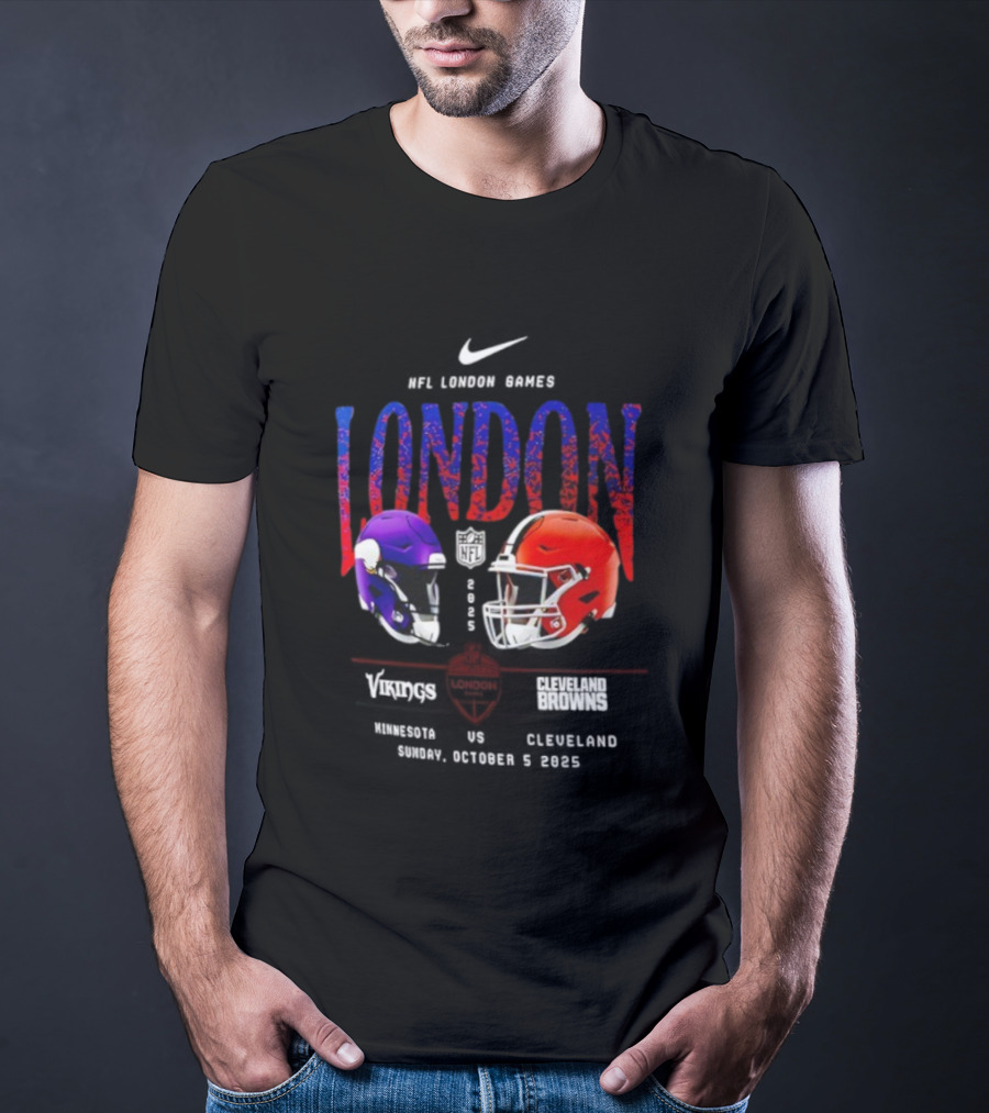 NFL London Games Vikings Vs Browns October 5th 2025 Helmets Clash T-Shirt