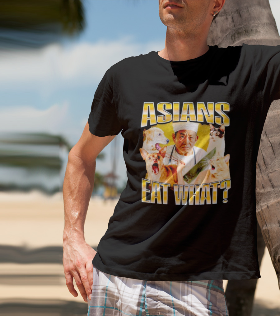 Asians Eat What Chef With Knife And Surprised Cats T-Shirt