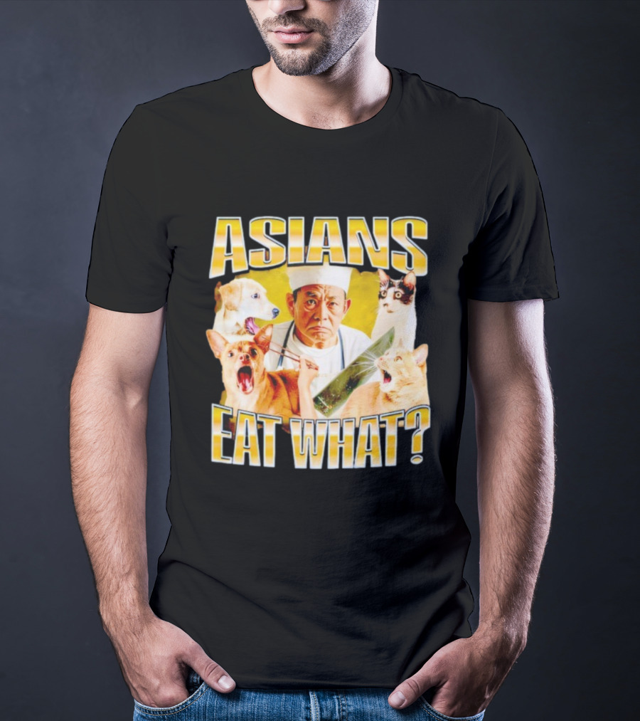 Asians Eat What Chef With Knife And Surprised Cats T-Shirt