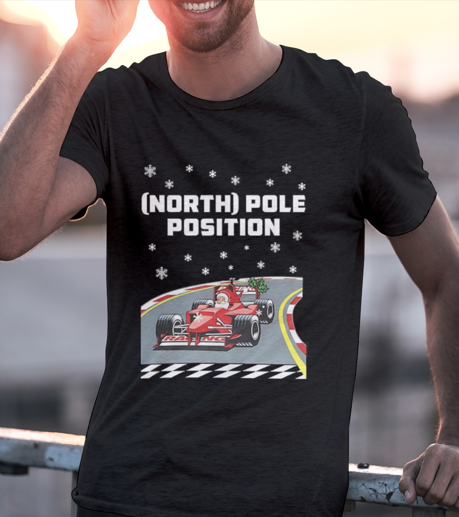 Santa Claus Christmas North Pole Racing Formula 1 T-Shirt