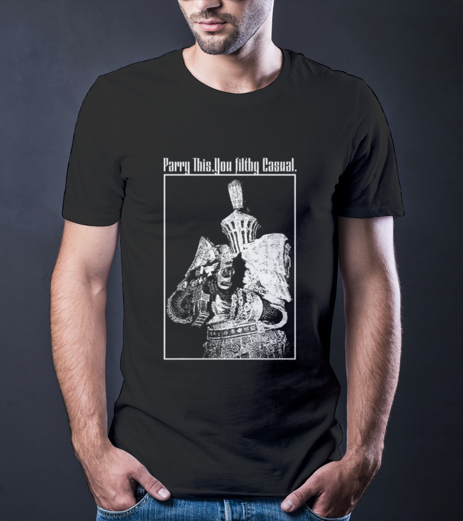 Parry This You Filthy Casual Knight With Gun Retro Style T-Shirt