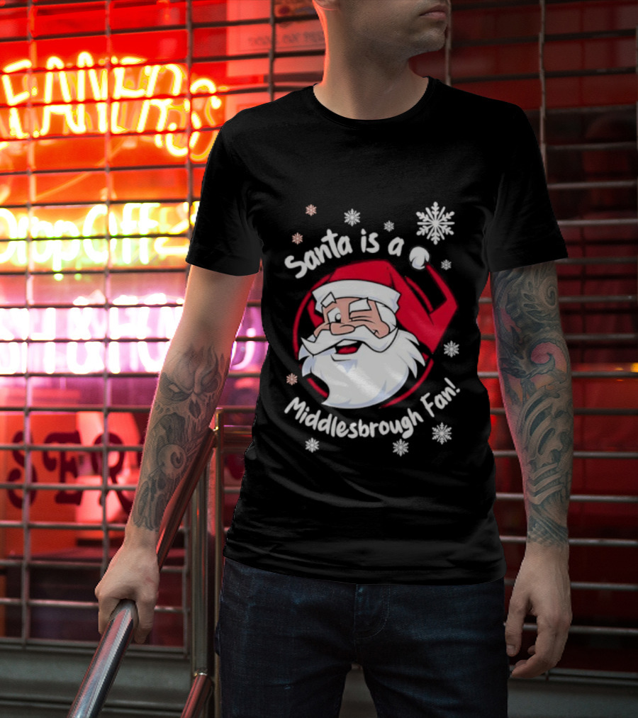 Santa Is A Middlesbrough Fan Christmas Snowflakes T-Shirt