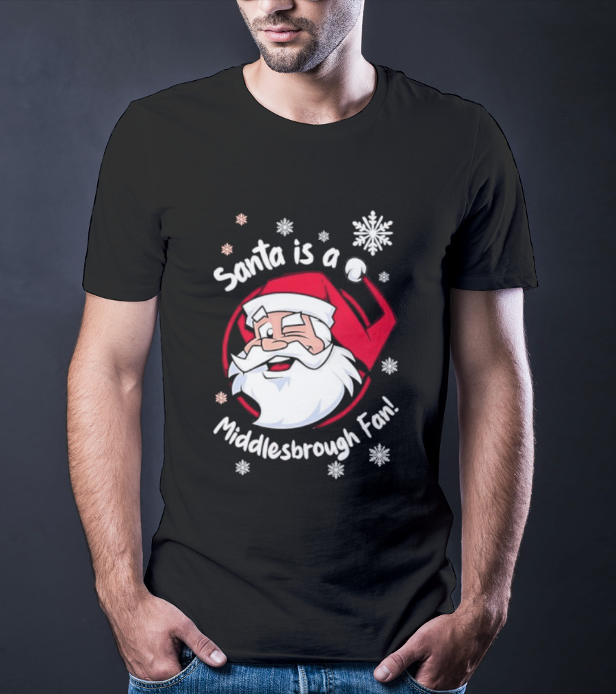 Santa Is A Middlesbrough Fan Christmas Snowflakes T-Shirt