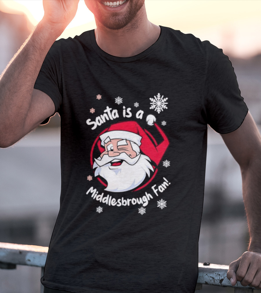Santa Is A Middlesbrough Fan Christmas Snowflakes T-Shirt