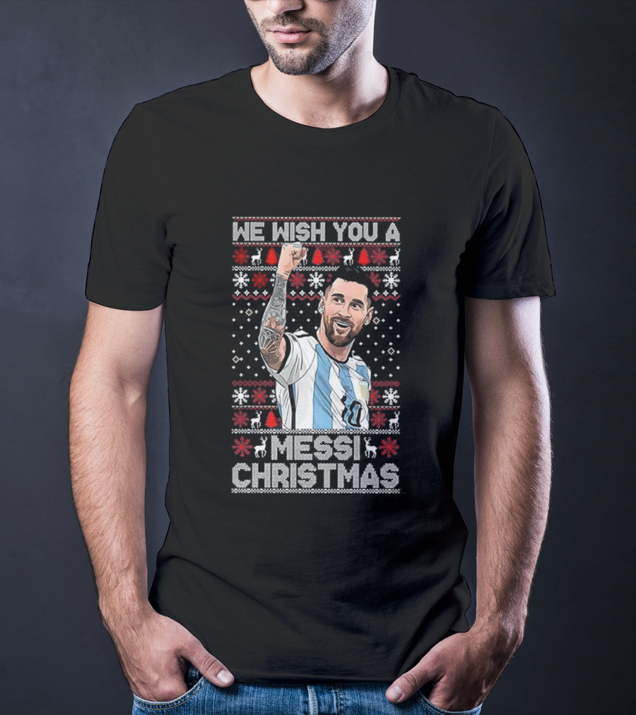 We Wish You A Messi Christmas Goat Number 10 Ugly Xmas T-Shirt