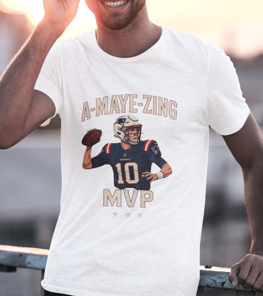 A Maye Zing Drake Maye New England Patriots MVP 2025 Iconic Number 10 T-Shirt