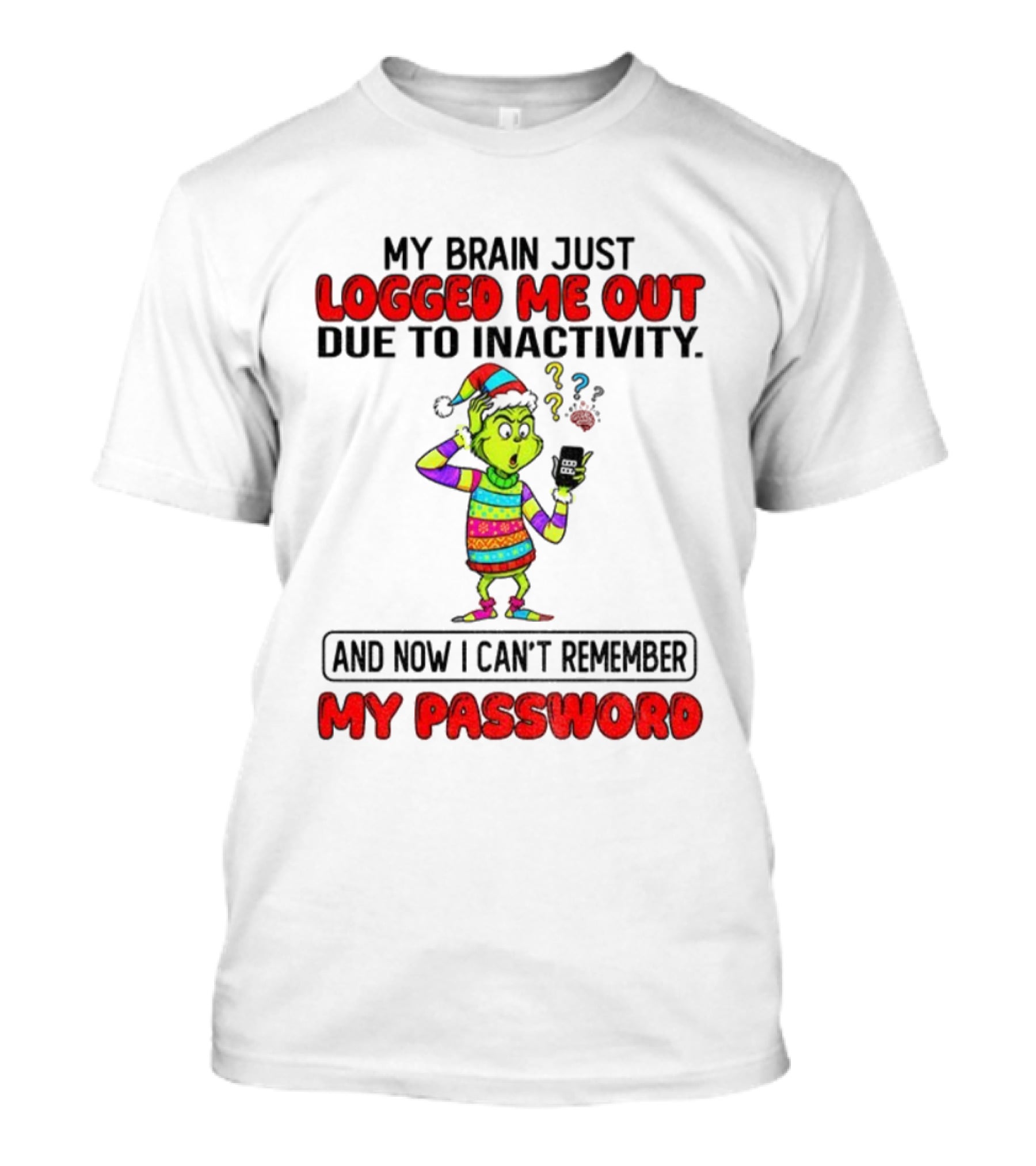 Grinch Logged Me Out Due To Inactivity And Now I Can’t Remember My Password Christmas T-Shirt