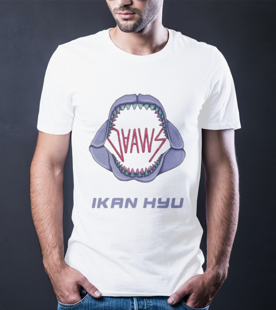 Ikan Hyu Jaaws Shark Teeth Logo Purple Zigzag T-Shirt