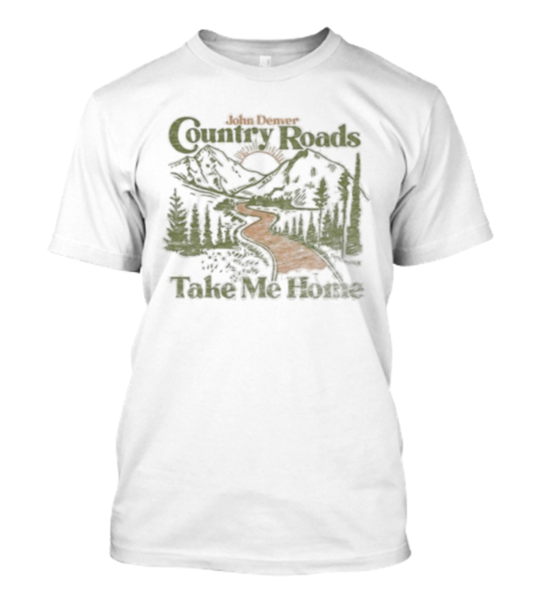 John Denver Country Roads Take Me Home Mountain Scene T-Shirt