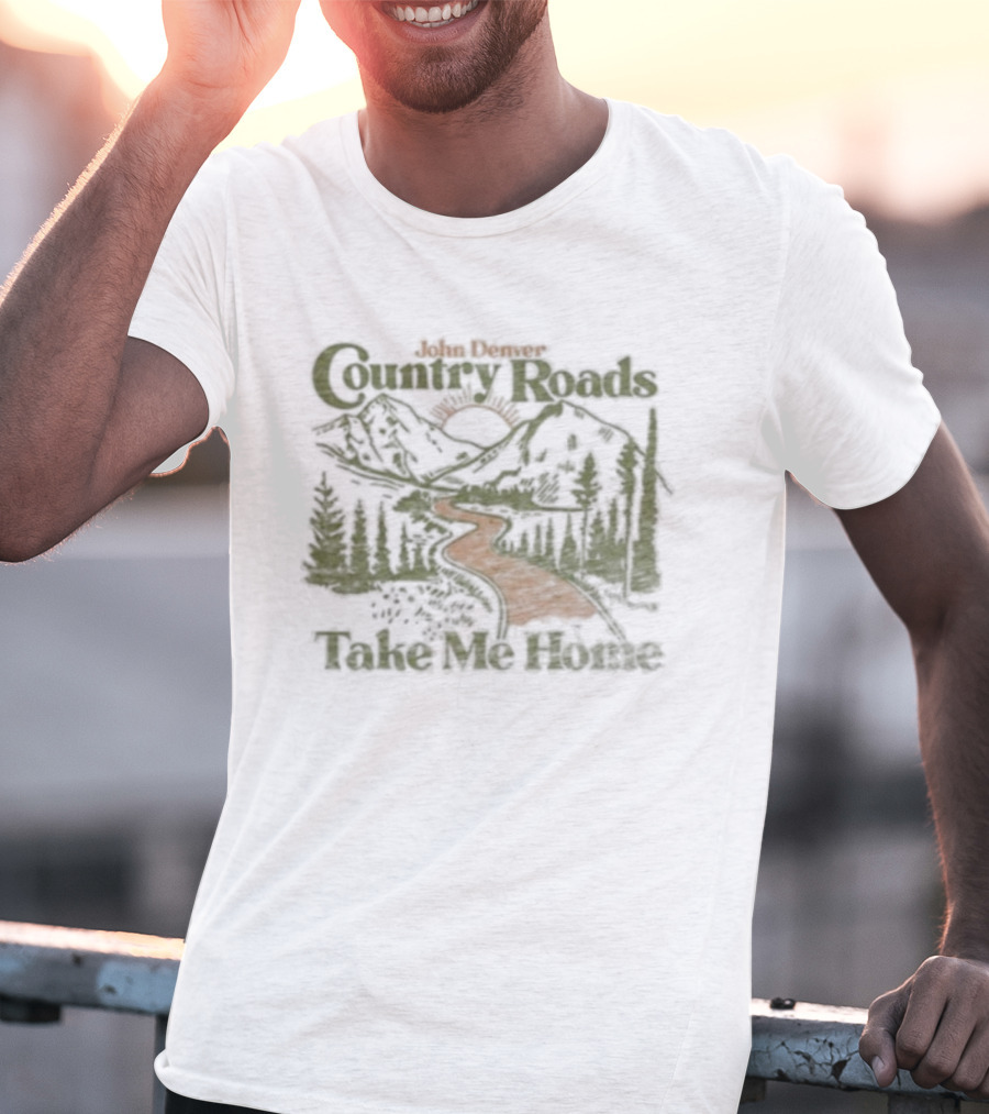 John Denver Country Roads Take Me Home Mountain Scene T-Shirt